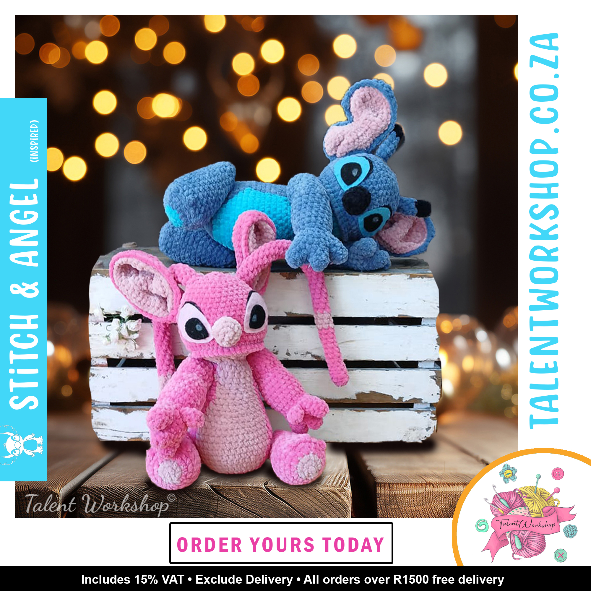 handmade amigurumi Stitch and Angel crochet lovables